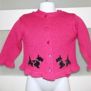 Beluga New York Bright Pink Sweater & Cardigan W/Scottish Terrier Size 18 Months